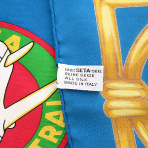 美品 シャネル VON VOYAGE シルク ブルー 青 スカーフ 0359【中古】CHANEL