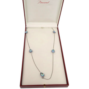 美品 バカラ フルール ドゥ プシデリック クリスタル シルバー925 ブルー ネックレス 0385【中古】Baccarat
