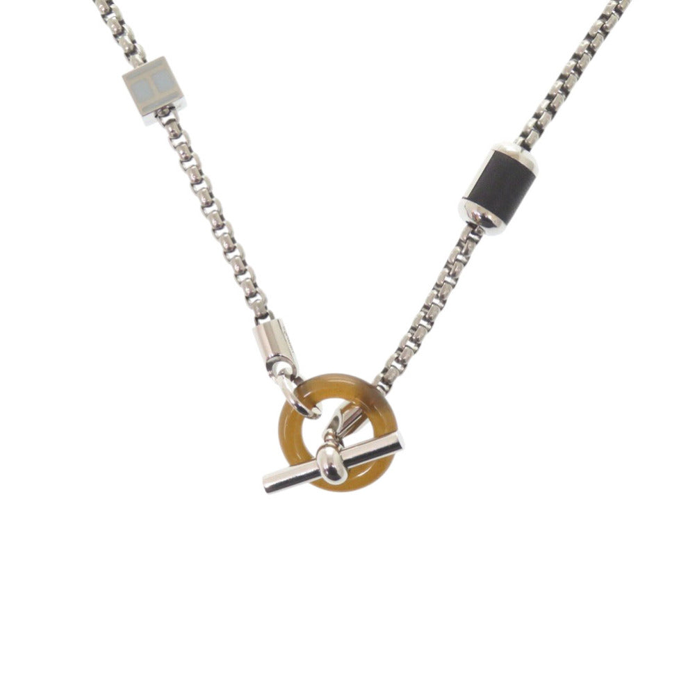 美品 エルメス メリメロ メタル/バッファローホーン シルバー ネックレス 0387【中古】HERMES