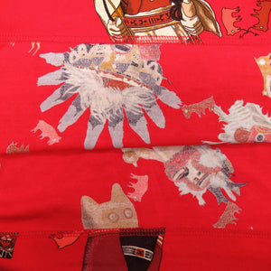 美品 エルメス カチナ Kachinas ボートネック ラグランスリーブ サイズ38 コットン レッド ブラック ブラウン 半袖Ｔシャツ 0396【中古】HERMES