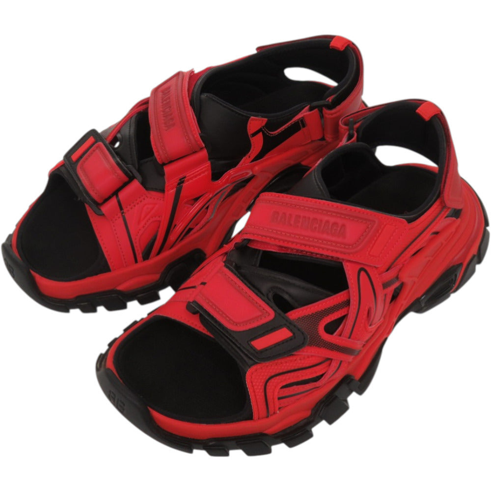 美品 バレンシアガ TRACK SANDAL トラック ベルクロ 617542 ラバー ファブリック レッド 赤 サンダル 0403【中古】BALENCIAGA