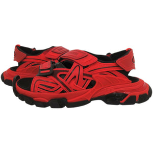 美品 バレンシアガ TRACK SANDAL トラック ベルクロ 617542 ラバー ファブリック レッド 赤 サンダル 0403【中古】BALENCIAGA