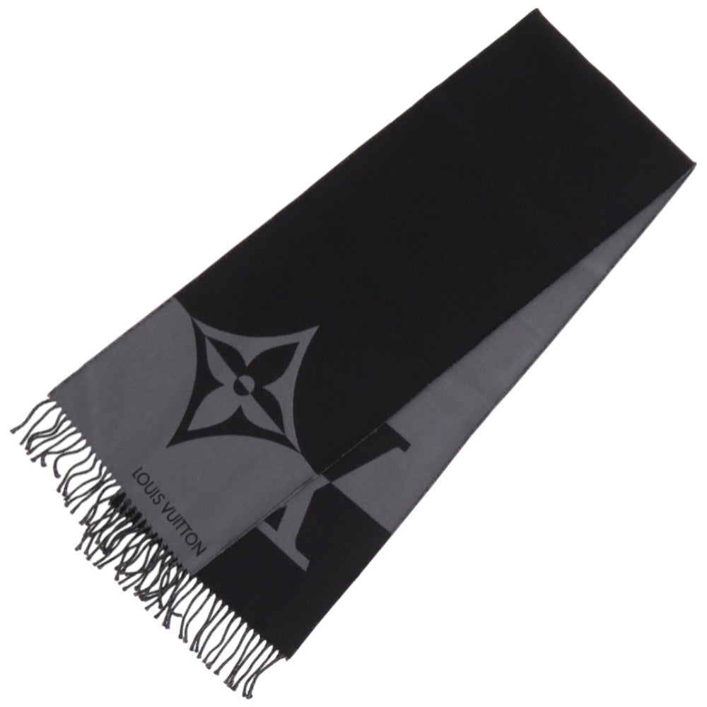 新品同様 ルイ ヴィトン グラフィック デュアル M79097 マフラー ウール カシミヤ ノワール ブラック 黒 マフラー LV 0425【中古】LOUIS VUITTON