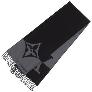 新品同様 ルイ ヴィトン グラフィック デュアル M79097 マフラー ウール カシミヤ ノワール ブラック 黒 マフラー LV 0425【中古】LOUIS VUITTON