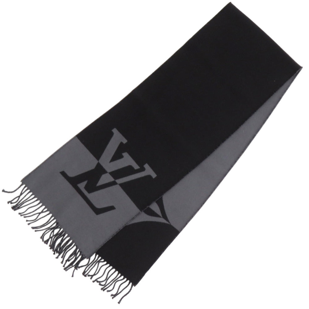 新品同様 ルイ ヴィトン グラフィック デュアル M79097 マフラー ウール カシミヤ ノワール ブラック 黒 マフラー LV 0425【中古】LOUIS VUITTON