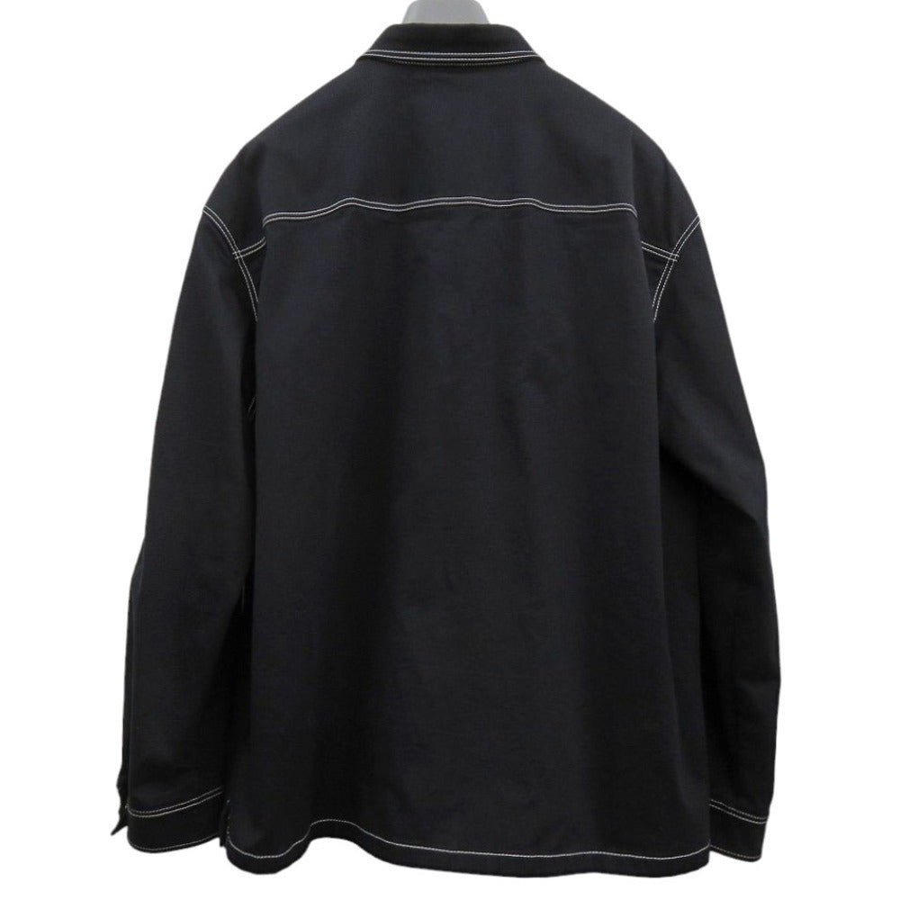 美品 プラダ ストレッチシャツジャケット SC696 ブラック コットン 黒 サイズL メンズ 0436【中古】PRADA
