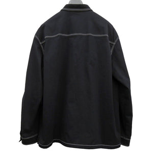 美品 プラダ ストレッチシャツジャケット SC696 ブラック コットン 黒 サイズL メンズ 0436【中古】PRADA