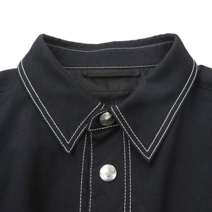 美品 プラダ ストレッチシャツジャケット SC696 ブラック コットン 黒 サイズL メンズ 0436【中古】PRADA