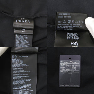 美品 プラダ ストレッチシャツジャケット SC696 ブラック コットン 黒 サイズL メンズ 0436【中古】PRADA