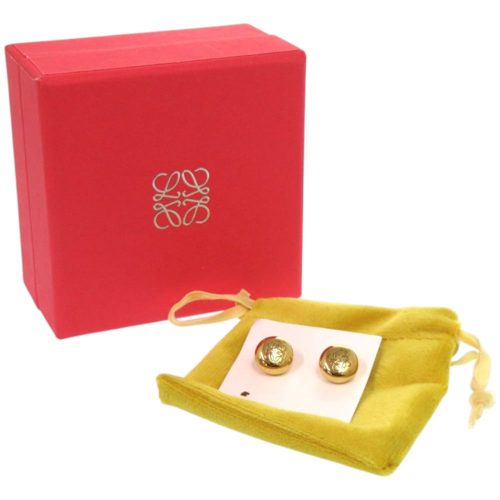 美品 ロエベ アナグラム ぺプル スタッドピアス スターリングシルバー ゴールド ピアス 0468【中古】LOEWE