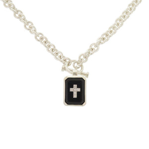 ジャスティンデイビス EMINEM NECKLACE シルバー925/オニキス/ダイヤモンド シルバー ネックレス 0469【中古】Justin Davis