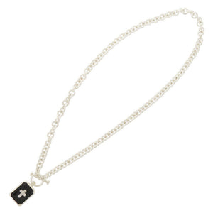 ジャスティンデイビス EMINEM NECKLACE シルバー925/オニキス/ダイヤモンド シルバー ネックレス 0469【中古】Justin Davis