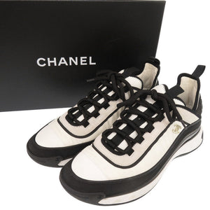 美品 シャネル ココマーク サイズ43 G39984 ホワイト ブラック スニーカー 0471【中古】CHANEL メンズ