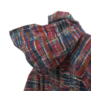 美品 シャネル ココボタン ヴィンテージ ツイード レインコート ウエストドローコード P48057V35794 サイズ34 コットン ポリウレタン ブルー レッド オレンジ アウター 0504【中古】CHANEL