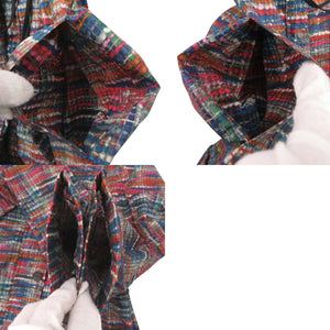 美品 シャネル ココボタン ヴィンテージ ツイード レインコート ウエストドローコード P48057V35794 サイズ34 コットン ポリウレタン ブルー レッド オレンジ アウター 0504【中古】CHANEL