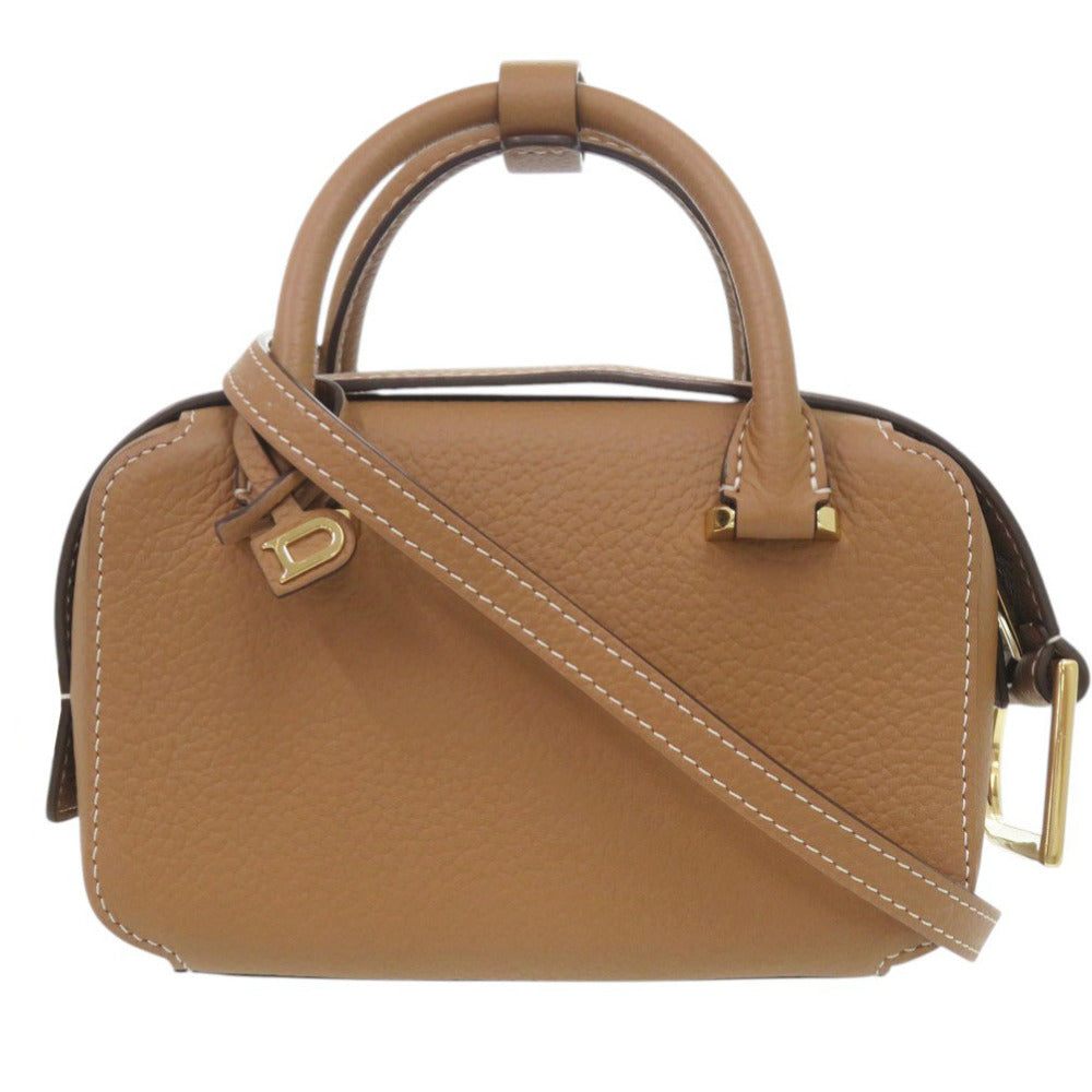 新品同様 デルボー 2WAY クールボックス ナノ レザー ブラウン ハンドバッグ 茶 0508【中古】DELVAUX