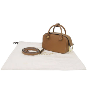 新品同様 デルボー 2WAY クールボックス ナノ レザー ブラウン ハンドバッグ 茶 0508【中古】DELVAUX