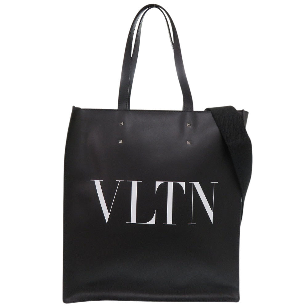 新品同様 ヴァレンティノ ガラヴァーニ VLTN 2way1Y2B0731WJW シルバー金具 レザー ブラック トートバッグ ショルダーバッグ 0517【中古】Valentino Garavani メンズ