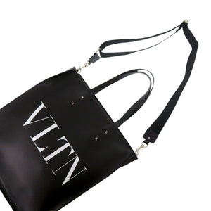 新品同様 ヴァレンティノ ガラヴァーニ VLTN 2way1Y2B0731WJW シルバー金具 レザー ブラック トートバッグ ショルダーバッグ 0517【中古】Valentino Garavani メンズ