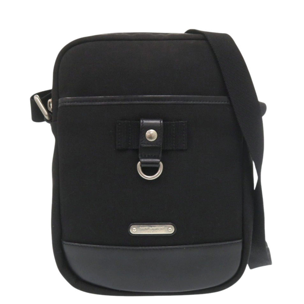 美品 サンローランパリ リビングトン 482777 キャンバス レザー ブラック ショルダーバッグ 黒 0542【中古】SAINT LAURENT PARIS