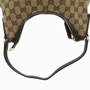 美品 グッチ 182489 ゴールド金具 GGキャンバス レザー ブラウン ハンドバッグ ワンショルダー 0548【中古】GUCCI