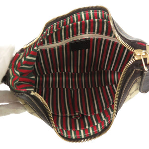 美品 グッチ 182489 ゴールド金具 GGキャンバス レザー ブラウン ハンドバッグ ワンショルダー 0548【中古】GUCCI