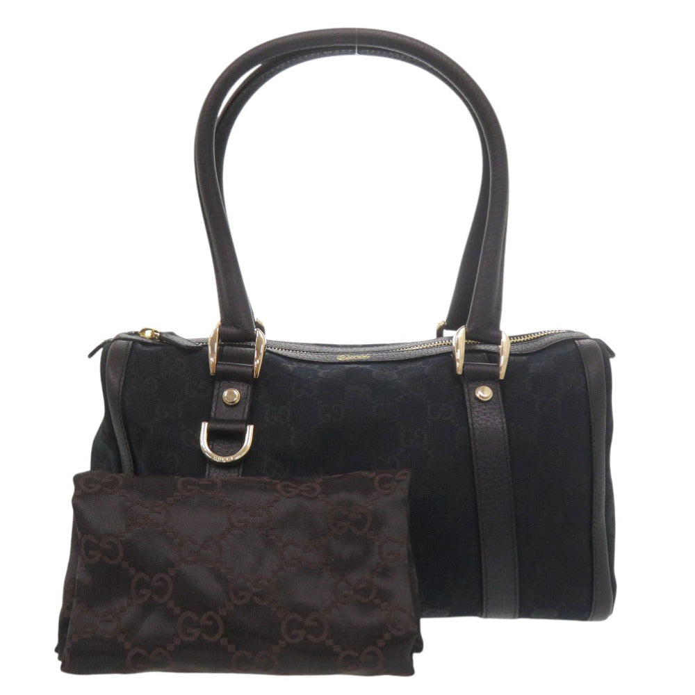 美品 グッチ ミニボストン 130942 GGキャンバス レザー ブラック ハンドバッグ 黒 0550【中古】GUCCI