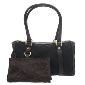 美品 グッチ ミニボストン 130942 GGキャンバス レザー ブラック ハンドバッグ 黒 0550【中古】GUCCI