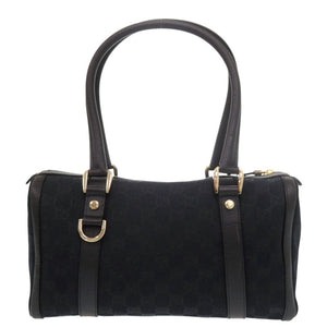 美品 グッチ ミニボストン 130942 GGキャンバス レザー ブラック ハンドバッグ 黒 0550【中古】GUCCI