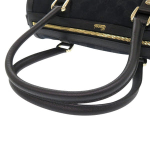 美品 グッチ ミニボストン 130942 GGキャンバス レザー ブラック ハンドバッグ 黒 0550【中古】GUCCI