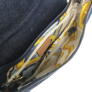 クリスチャンディオール サドルバッグ デニム レザー ネイビー ハンドバッグ 0553【中古】Christian Dior