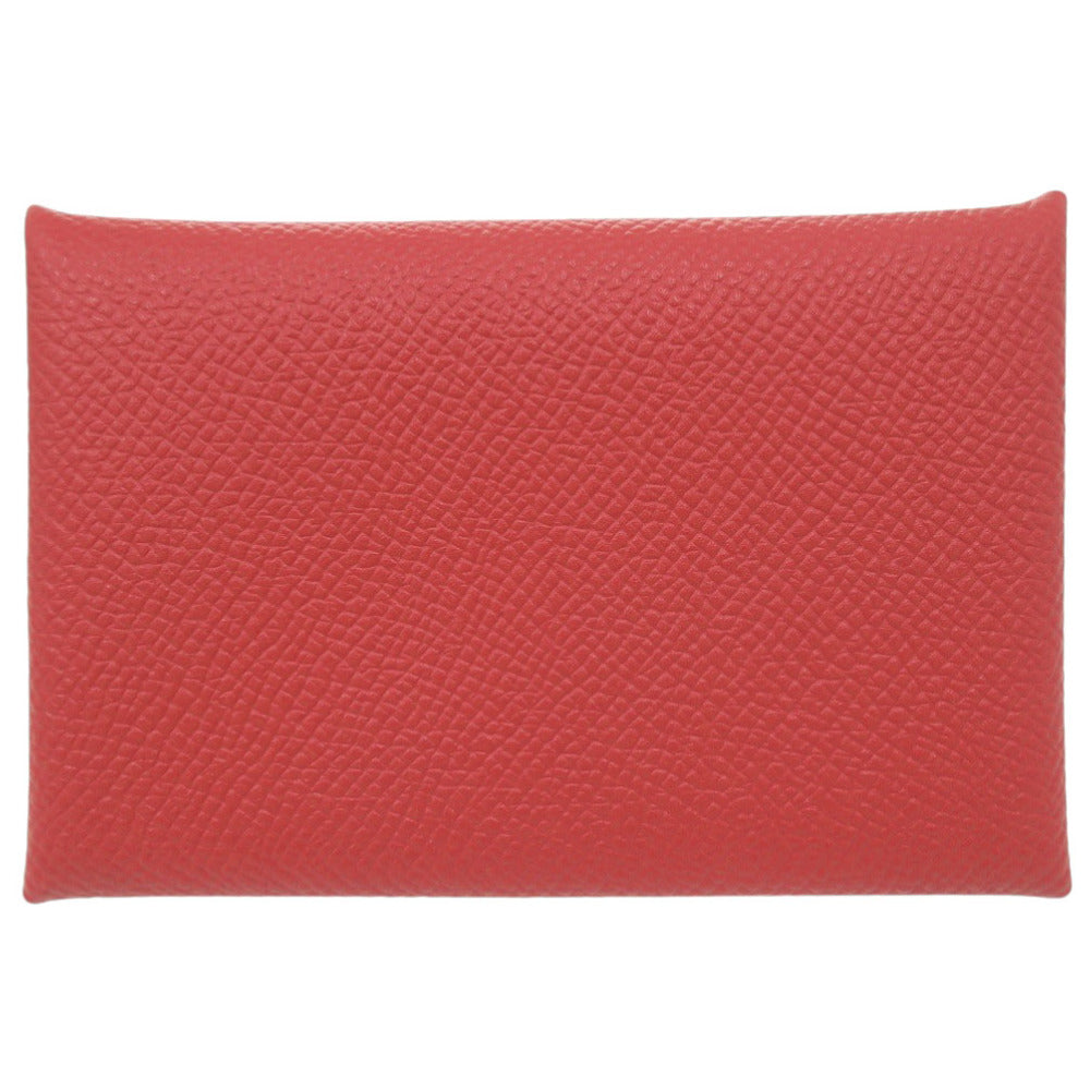 新品同様 エルメス カルヴィデュオ ヴォーエプソン ルージュトマト シルバー金具 X刻印(2016年製) カードケース 財布 赤 0565【中古】HERMES