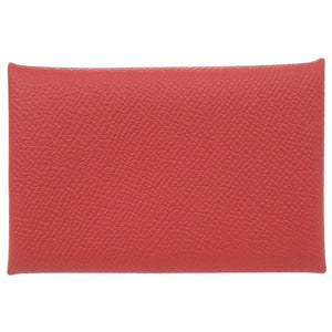 新品同様 エルメス カルヴィデュオ ヴォーエプソン ルージュトマト シルバー金具 X刻印(2016年製) カードケース 財布 赤 0565【中古】HERMES