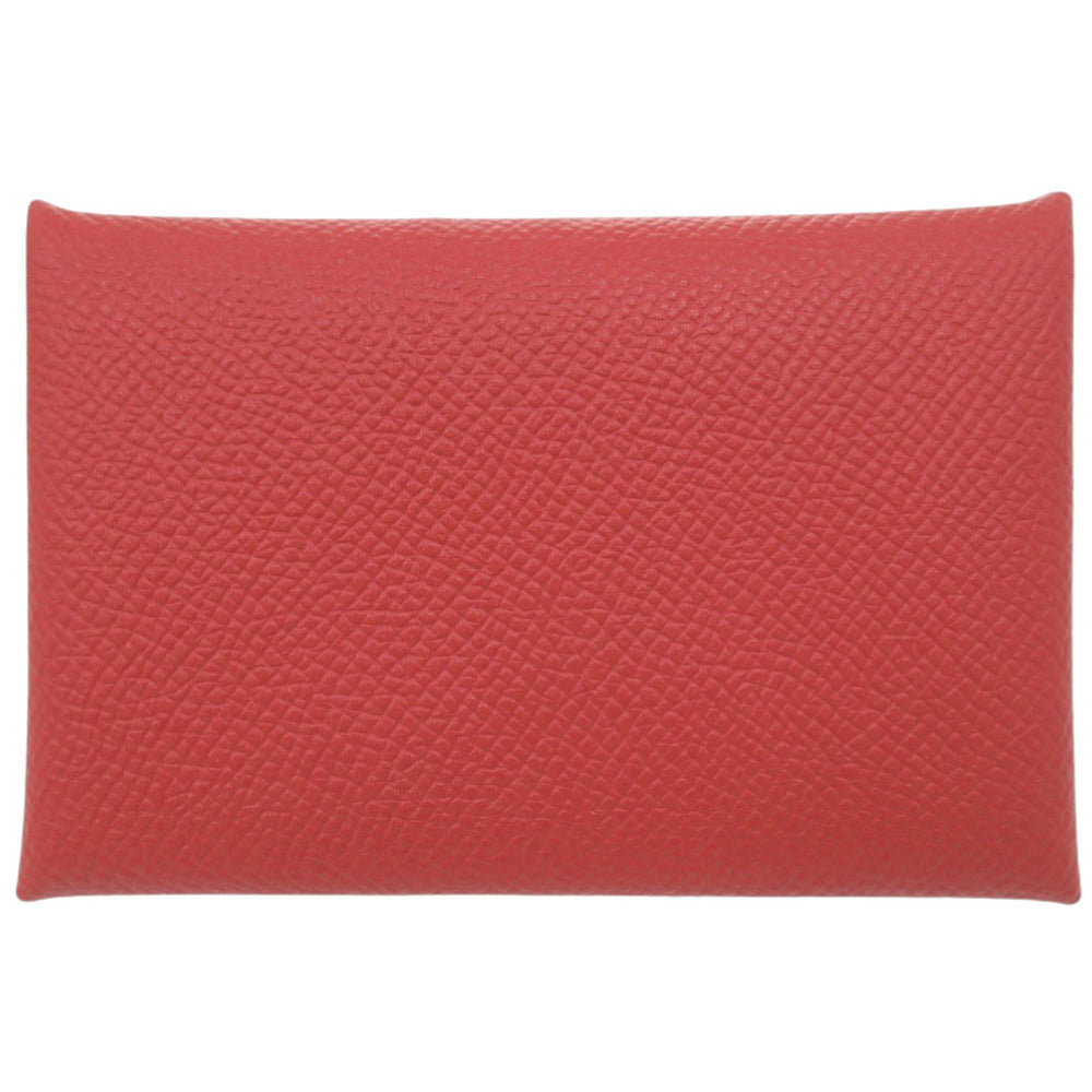 新品同様 エルメス カルヴィデュオ ヴォーエプソン ルージュトマト シルバー金具 X刻印(2016年製) カードケース 財布 赤 0565【中古】HERMES