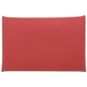 新品同様 エルメス カルヴィデュオ ヴォーエプソン ルージュトマト シルバー金具 X刻印(2016年製) カードケース 財布 赤 0565【中古】HERMES