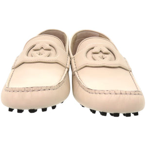 未使用品 グッチ ドライビングシューズ インターロッキングG 730148 レザー ホワイト 白 靴その他 0598【中古】GUCCI