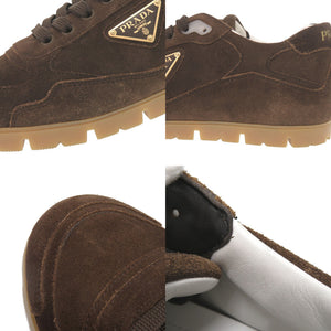美品 プラダ トライアングルロゴ サイズ7 1/2 スエード ブラウン スニーカー 茶 0602【中古】PRADA メンズ