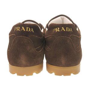 美品 プラダ トライアングルロゴ サイズ7 1/2 スエード ブラウン スニーカー 茶 0602【中古】PRADA メンズ