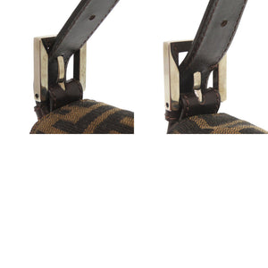 美品 フェンディ ズッカ柄 マンマバケット 2305 26424 レザー ナイロンジャガード ブラウン シルバー金具 ハンドバッグ 茶 0609【中古】FENDI