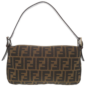 美品 フェンディ ズッカ柄 マンマバケット 2305 26424 レザー ナイロンジャガード ブラウン シルバー金具 ハンドバッグ 茶 0609【中古】FENDI