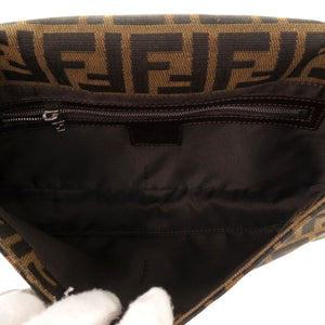 美品 フェンディ ズッカ柄 マンマバケット 2305 26424 レザー ナイロンジャガード ブラウン シルバー金具 ハンドバッグ 茶 0609【中古】FENDI