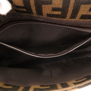 美品 フェンディ ズッカ柄 マンマバケット 2305 26424 レザー ナイロンジャガード ブラウン シルバー金具 ハンドバッグ 茶 0609【中古】FENDI