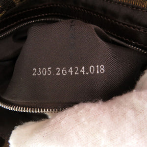 美品 フェンディ ズッカ柄 マンマバケット 2305 26424 レザー ナイロンジャガード ブラウン シルバー金具 ハンドバッグ 茶 0609【中古】FENDI