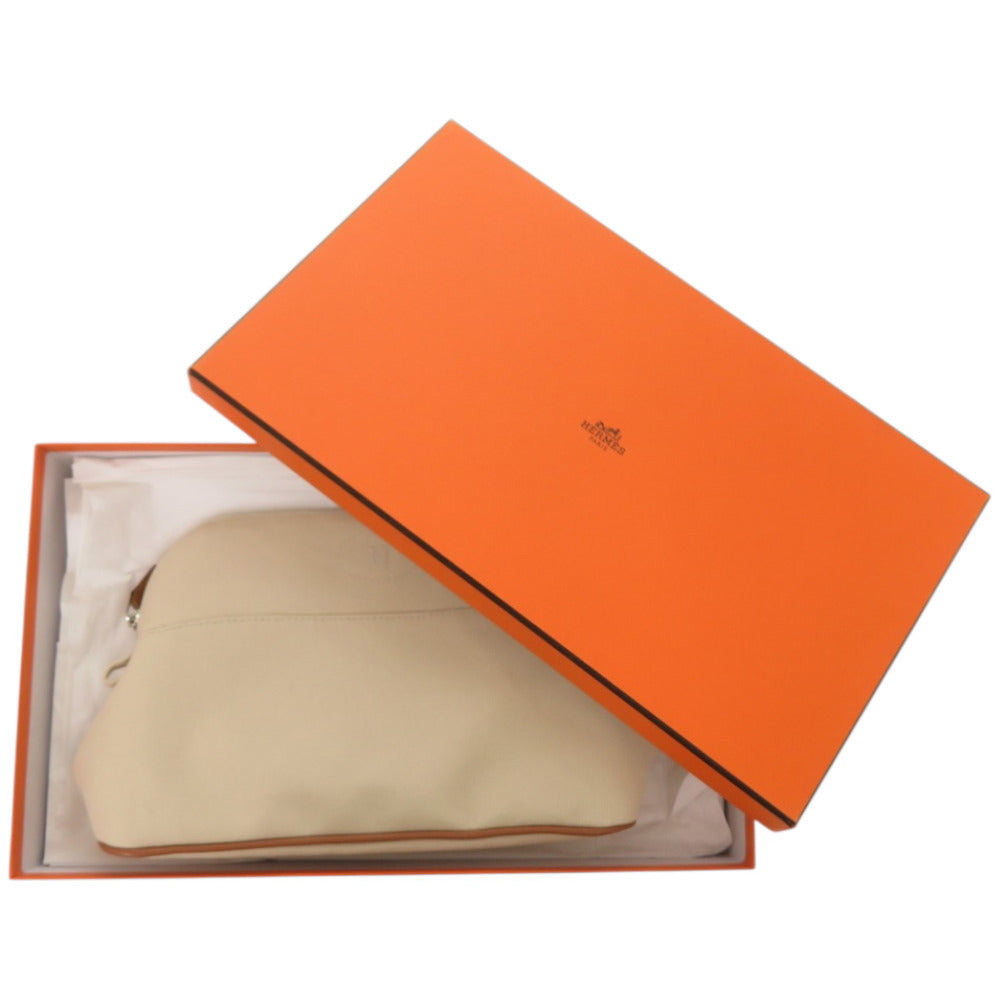 美品 エルメス ボリード ポーチ MM H102774M 01 コットン レザー NATUREL ベージュ ポーチ 013【中古】HERMES
