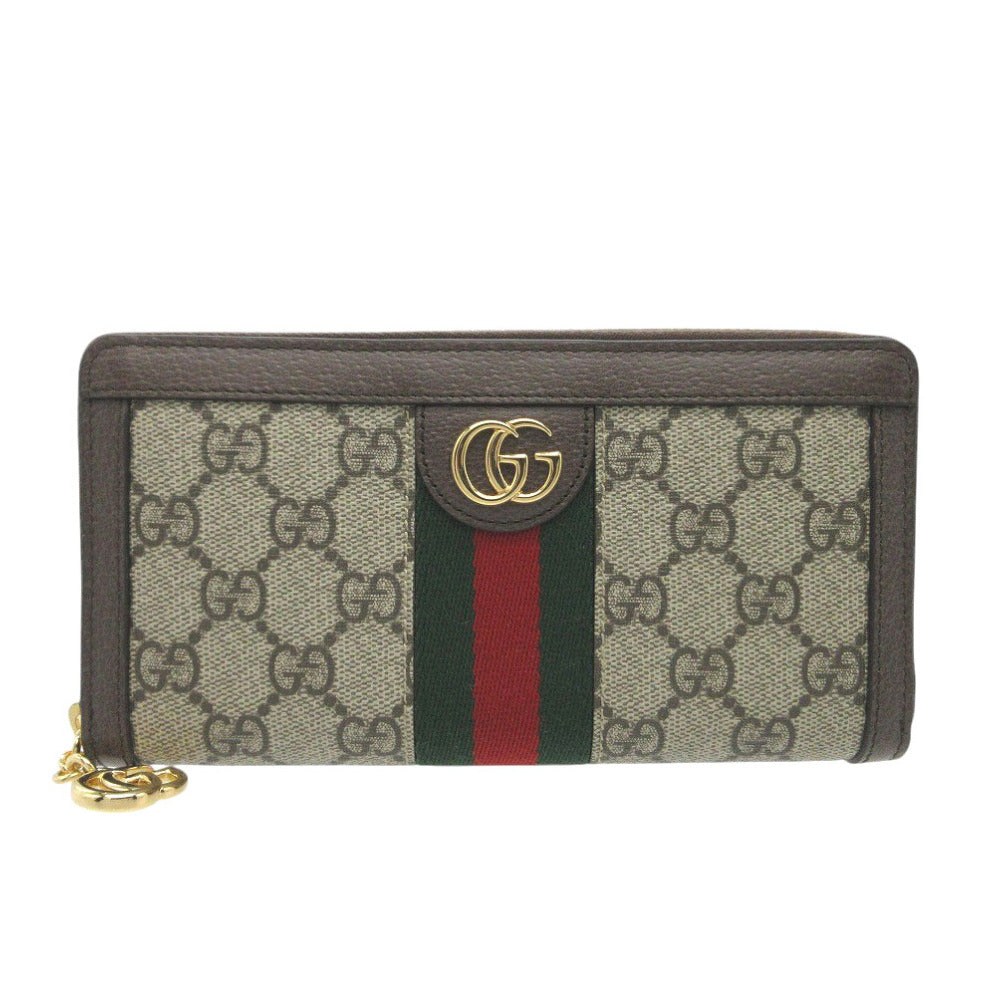 未使用 グッチ GGスプリーム ジップアラウンドウォレット GG オフィディア 523154 ブラウン 長財布 0618 【中古】 GUCCI