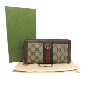 未使用 グッチ GGスプリーム ジップアラウンドウォレット GG オフィディア 523154 ブラウン 長財布 0618 【中古】 GUCCI