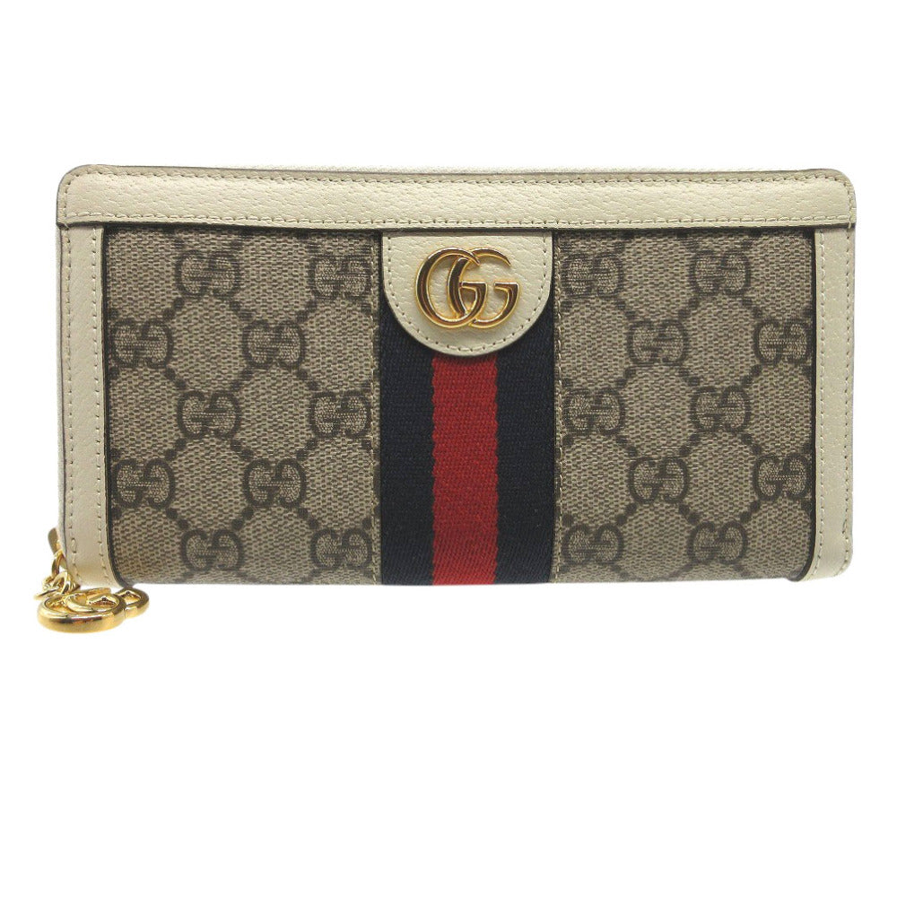 未使用 グッチ GGスプリーム ジップアラウンドウォレット GG オフィディア 523154 ベージュ 長財布 0619 【中古】 GUCCI