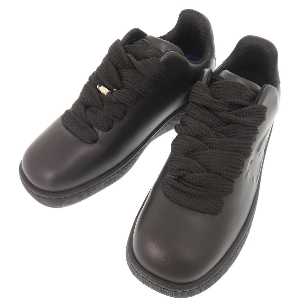 未使用品 バーバリー ボックス サイズ42 レザー ブラック スニーカー 黒 0624【中古】BURBERRY メンズ