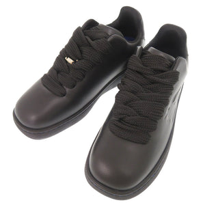 未使用品 バーバリー ボックス サイズ42 レザー ブラック スニーカー 黒 0624【中古】BURBERRY メンズ