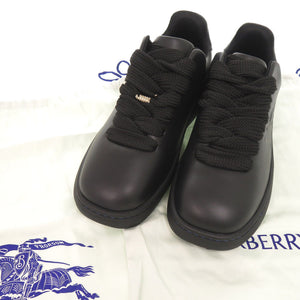 未使用品 バーバリー ボックス サイズ42 レザー ブラック スニーカー 黒 0624【中古】BURBERRY メンズ